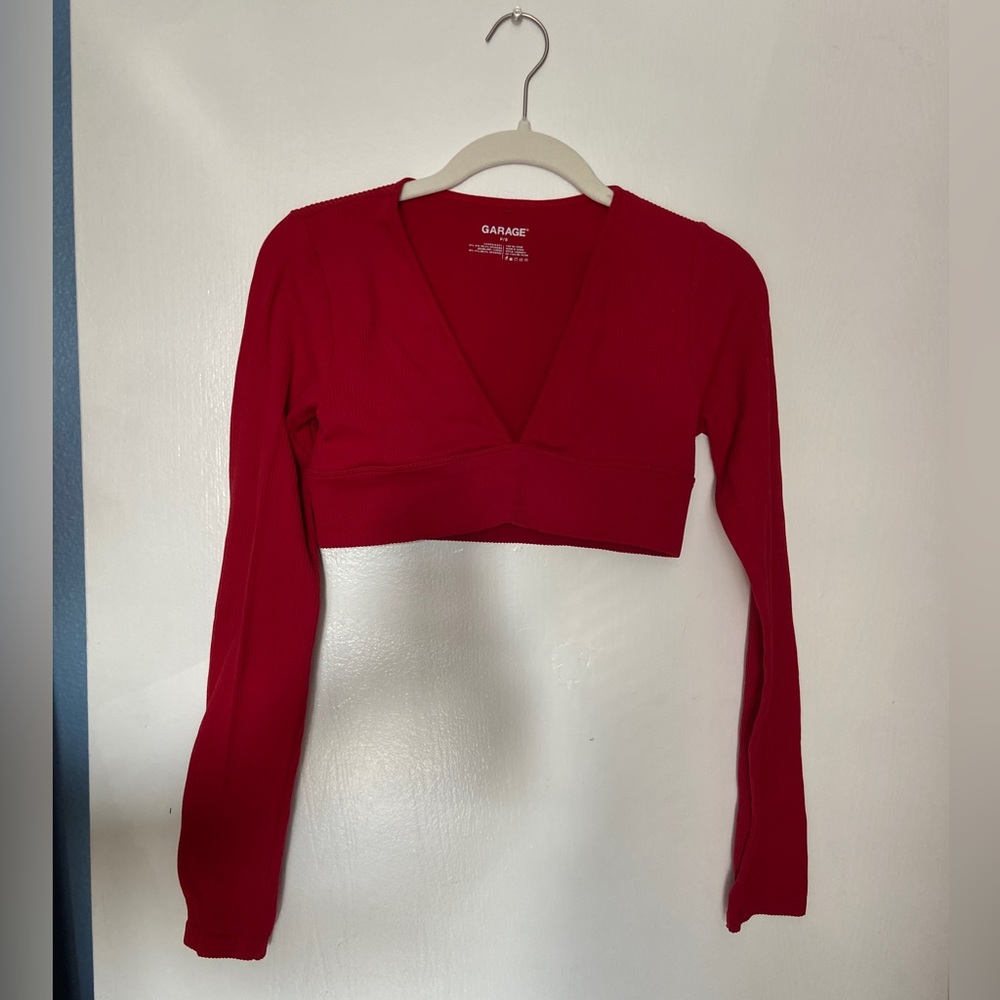 GARAGE red long sleeve crop top